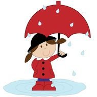 painted girl under a red umbrella