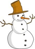 Snowman in tall hat, drawing