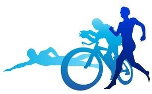 blue silhouettes of athletes as a picture for clipart
