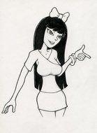 painted girl in a miniskirt on a comic page