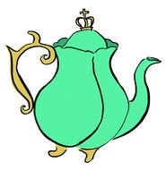 green vintage teapot as graphic illustration