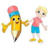 Child and pencil clipart