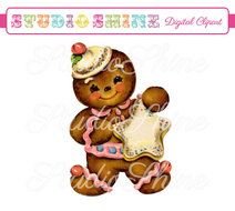 Vintage Digital Gingerbread Man Cute Instant