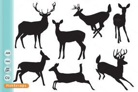 Clipart of Deer Silhouettes