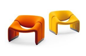 soft modern armchairs on a white background