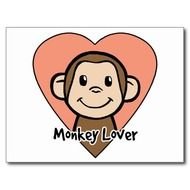 Cute Cartoon Smile Monkey Love In Heart Postcard Zazzle