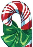 stick with red stripes and a green ribbon