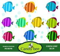 Cute Fish and candy bee drawing