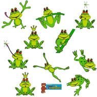 green frogs in different poses