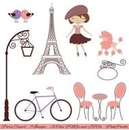 Paris With Eiffel Tower Cafe Girl Poodle Love