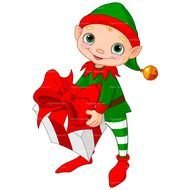 Clipart of the elf with gift