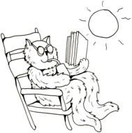 reading cat drawing