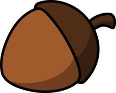 drawing of a brown acorn on a black background