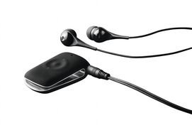 black headphones on a white background