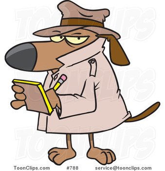 Cartoon Watch Dog Detective Taking Notes 788 By Ron Leishman