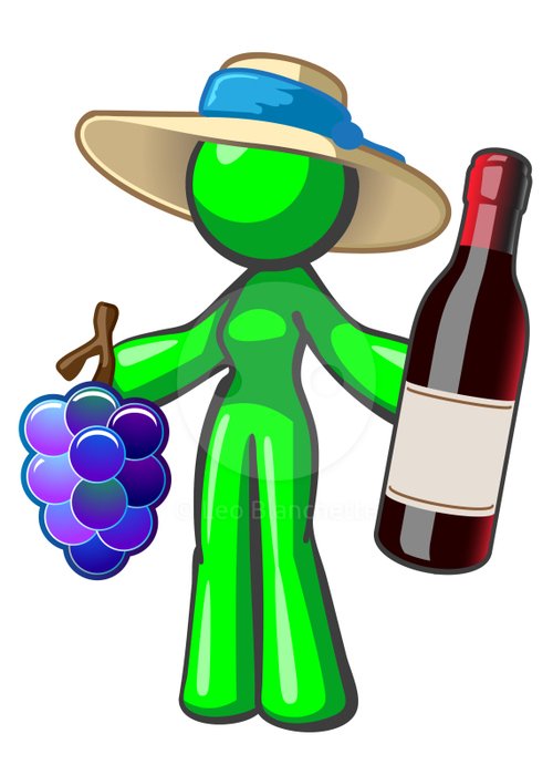green girl stick with grape drawing