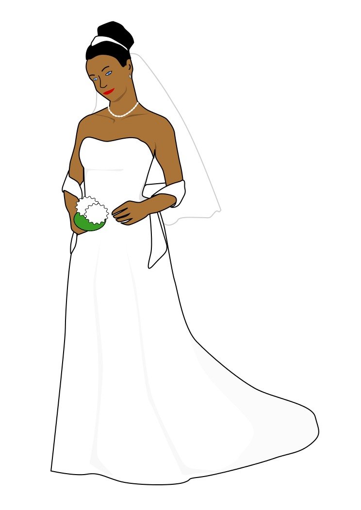 African American nice Bride drawing