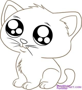 How To Draw An Anime Cartoon Kitty Step By Animals clipart