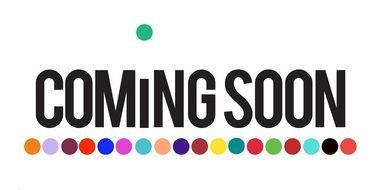 Coming Soon, lettering above colorful dots, banner