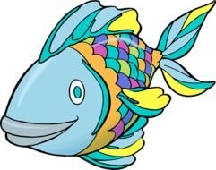 blue fish with colored skin