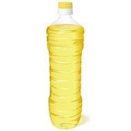 bottle of vegetable oil on a white background