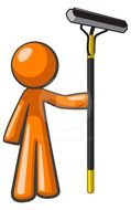 figure of a man with a rubber mop