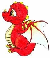 red little dragon for clipart