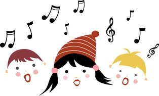 three singing kids, drawing
