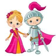 knight and princess on a white background