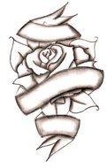 vintage Rose with ribbon, Tattoo design