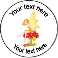 Personalised Custom Badge Birthday Fairy On Mushroom