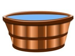 wooden bucket with water
