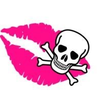 pink Lips and scull drawing