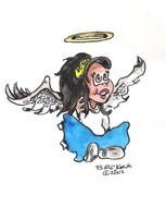 drawing of a little girl angel on a white background