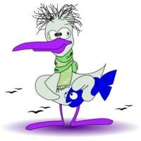 funny duck with fish under the wing