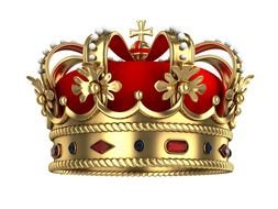 painted gold red crown with precious stones, clipart