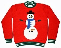 red sweater with a white snowman as picture for clipart