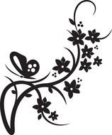 black Flower Border with butterfly