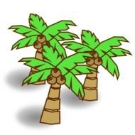 three coconut palms as a graphic illustration
