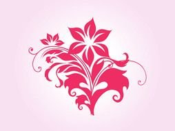 red patterns with a flower as a graphic illustration