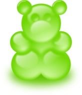 Bear Green Gummy Bears Glossy Glowing Bright
