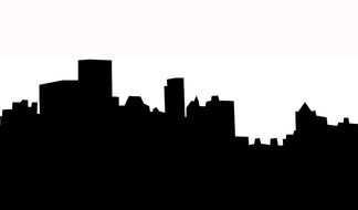 black silhouette of a city as a picture for clipart