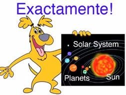 cartoon dog with drawing of solar system