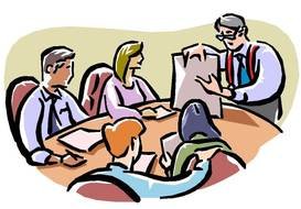speaker on Meetings at desk in office, drawing