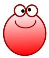 red smiley with big eyes at top