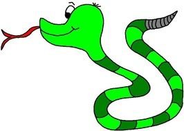 green snake with a long tongue as a picture for clipart