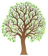 brown tree with green leaves