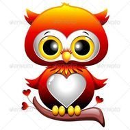 Baby Owl Love Heart Cartoon Animals Characters