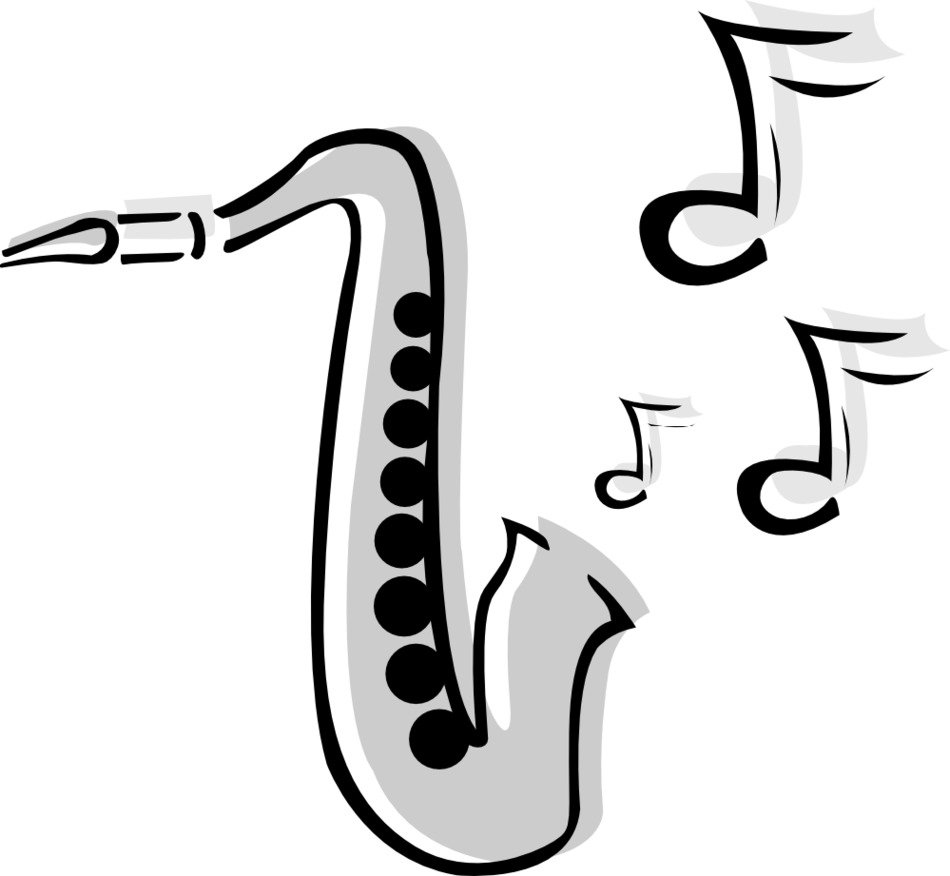 grey Saxophone Tattoo drawing