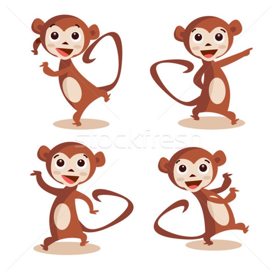 Stock Vector Illustration Cute Dancing Monkey
